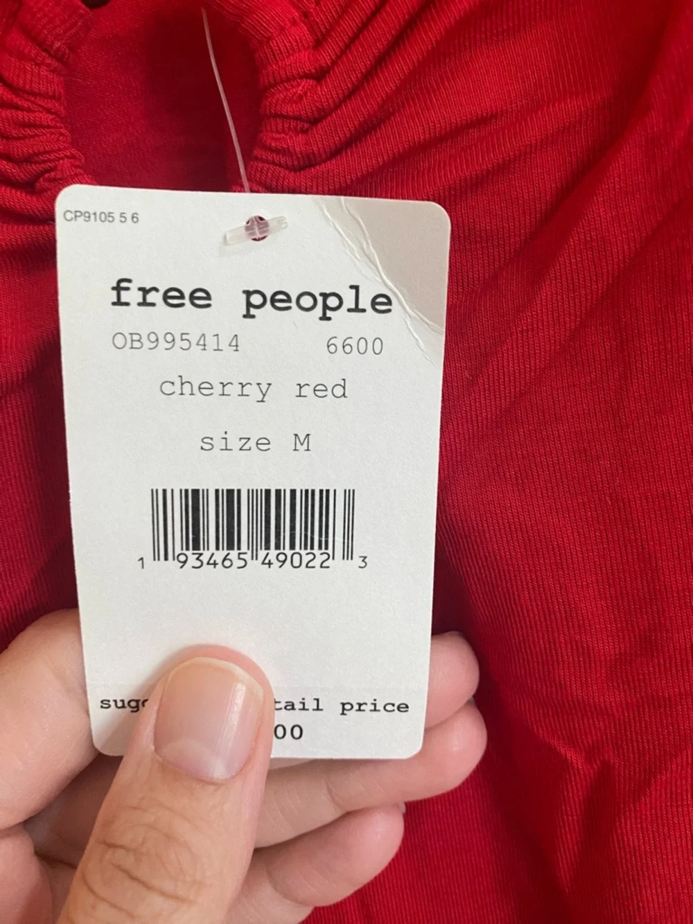 NWT Free People Romantic Babydoll Red Sleeveless Keyhole Neck Top